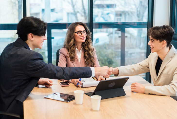 Business arbitration discussion with documents